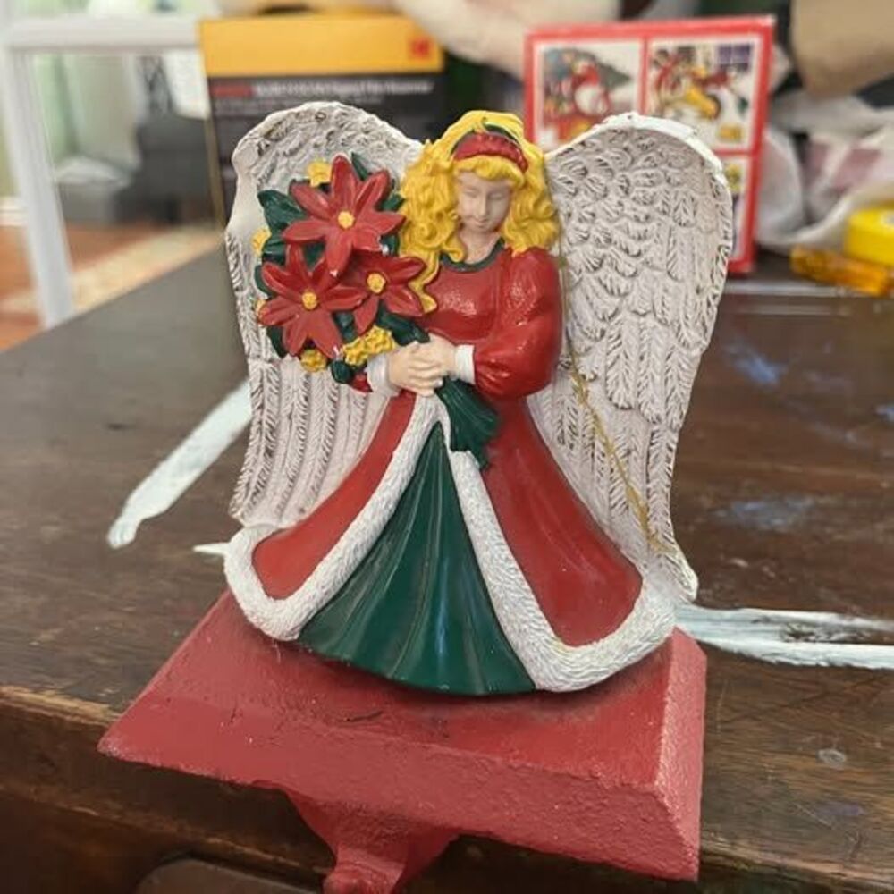 Vintage 1994 NCE Cast Iron Angel Christmas Stocking Holder